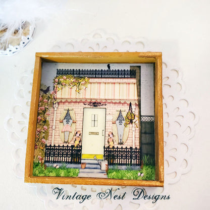 Grandma’s Cottage No.1:1 Dollhouse Miniature Handmade Wooden Framed Art