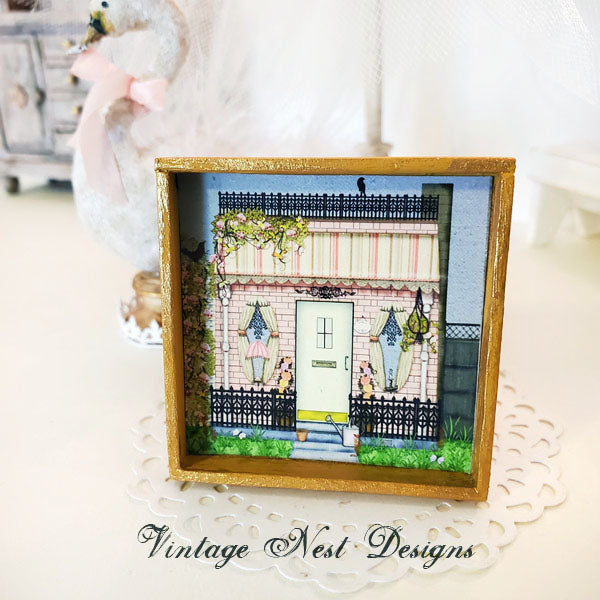 Grandma’s Cottage No.1:1 Dollhouse Miniature Handmade Wooden Framed Art