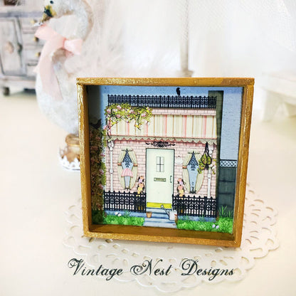 Grandma’s Cottage No.1:1 Dollhouse Miniature Handmade Wooden Framed Art