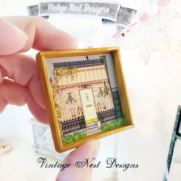 Grandma’s Cottage No.1:1 Dollhouse Miniature Handmade Wooden Framed Art
