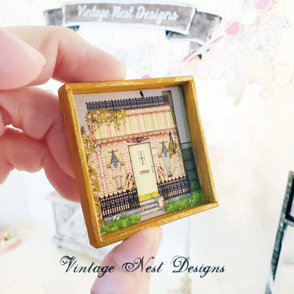 Grandma’s Cottage No.1:1 Dollhouse Miniature Handmade Wooden Framed Art