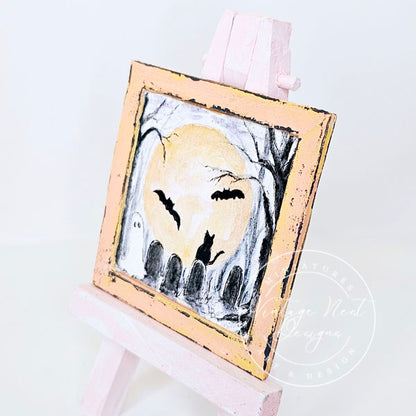Miniature Halloween Ghosts No.2:1 Dollhouse Wall Art Decor Shadow Box