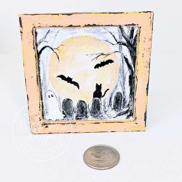 Miniature Halloween Ghosts No.2:1 Dollhouse Wall Art Decor Shadow Box