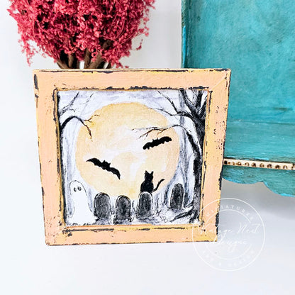 Miniature Halloween Ghosts No.2:1 Dollhouse Wall Art Decor Shadow Box