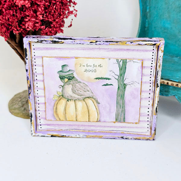 Miniature Here for the Boos No.1:1 Dollhouse Handmade Wooden Framed Art