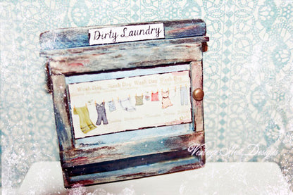 Laundry Cabinet No.1 Dollhouse Miniature Handmade
