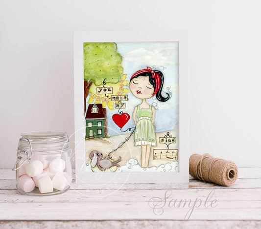 Digital Print You Make My Heart Sing No.1 Acrylic Painting Instant Download