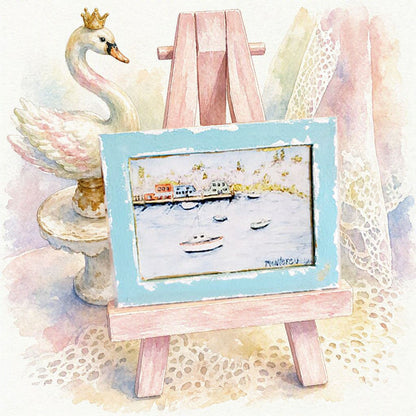 Miniature Monterey Bay No.2:1 Handmade for Dollhouse Decor Wood Framed Art