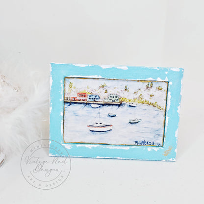 Miniature Monterey Bay No.2:1 Handmade for Dollhouse Decor Wood Framed Art