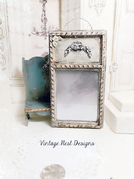 Ancien Miroir Vintage N°5 Maison de Poupée Miniature Faite Main