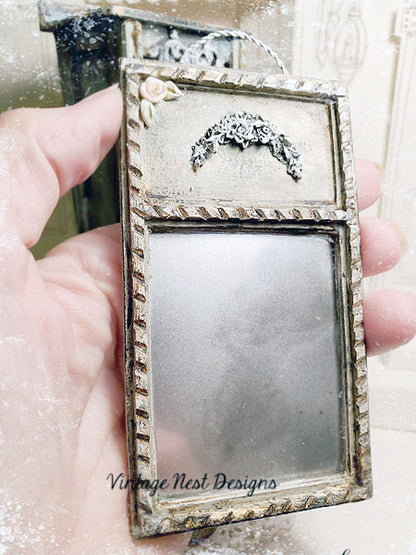 Ancien Miroir Vintage N°5 Maison de Poupée Miniature Faite Main