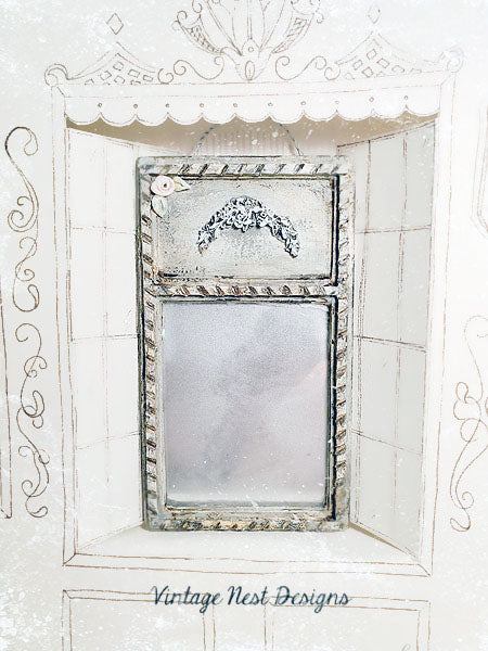 Ancien Miroir Vintage N°5 Maison de Poupée Miniature Faite Main