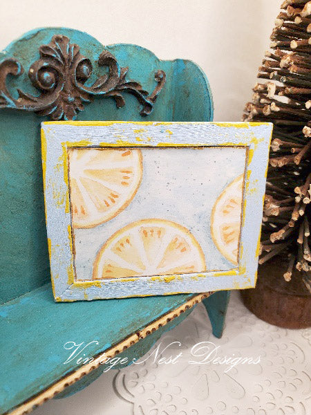 Miniature Oranges No.1:1 Handmade for Dollhouse Wooden Framed Art