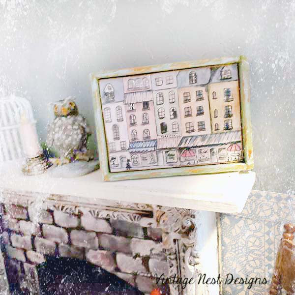 Paris Shopping in the City No.1:1 Dollhouse Miniature Handmade Framed Art