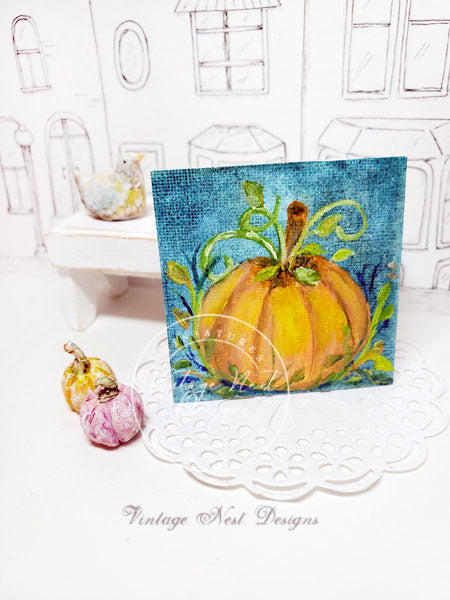 Miniature Original Oil Painting Pumpkins in Oils No.15:1 for Dollhouse Deco
