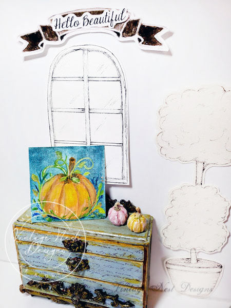 Miniature Original Oil Painting Pumpkins in Oils No.15:1 for Dollhouse Deco