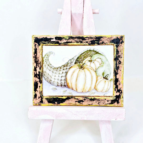 Miniature Pumpkins No.9:1 Handmade for Dollhouse Wooden Framed Art