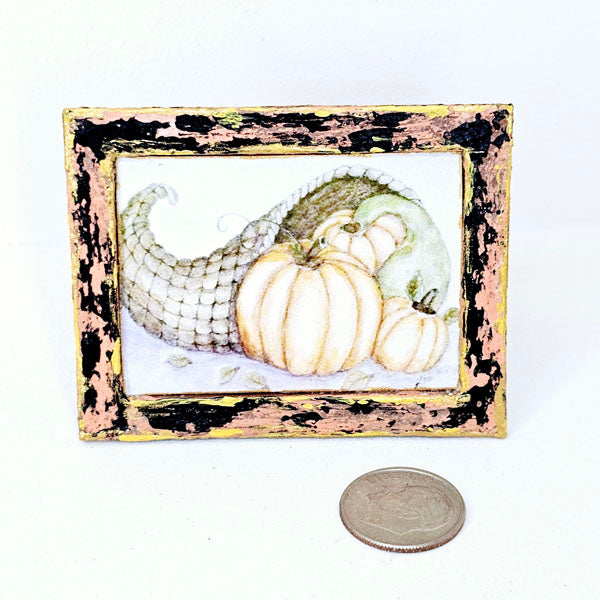 Miniature Pumpkins No.9:1 Handmade for Dollhouse Wooden Framed Art