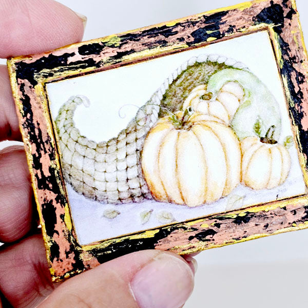 Miniature Pumpkins No.9:1 Handmade for Dollhouse Wooden Framed Art