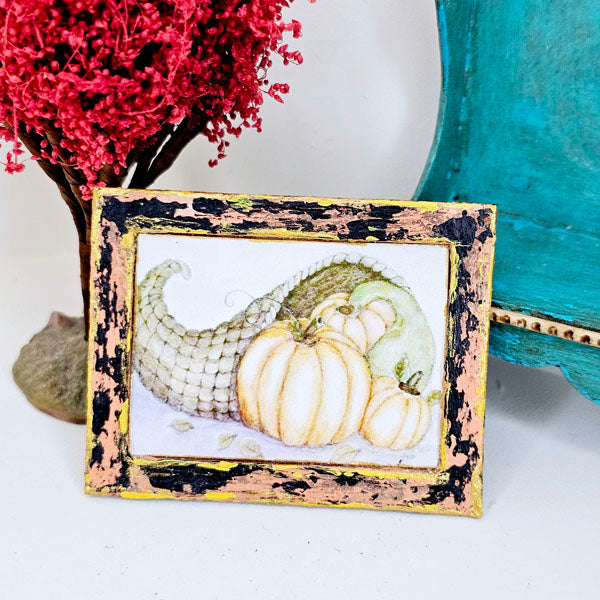 Miniature Pumpkins No.9:1 Handmade for Dollhouse Wooden Framed Art