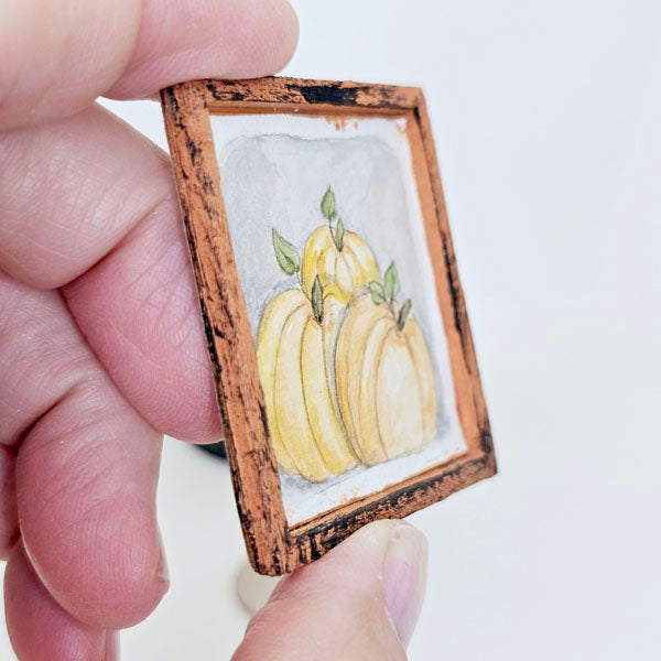 Miniature Pumpkins No.1:1 Handmade for Dollhouse Wooden Framed Art
