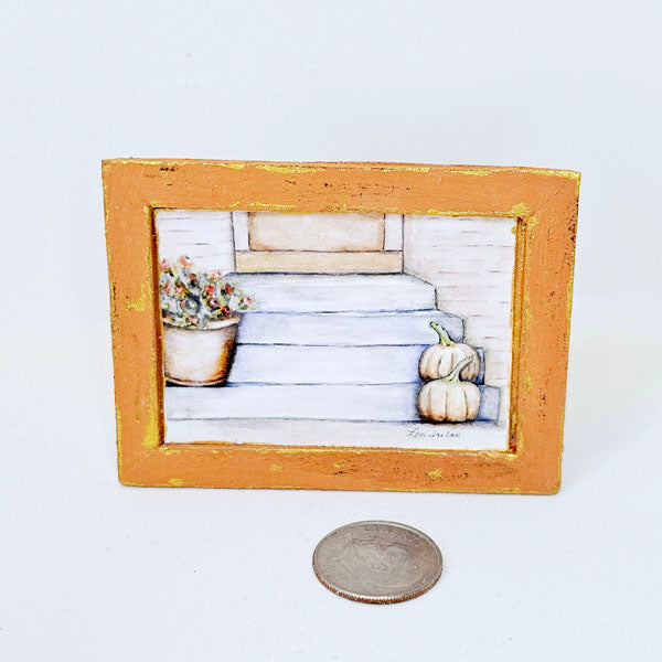 Miniature Pumpkins No.11:1 Handmade for Dollhouse  Wooden Framed Art
