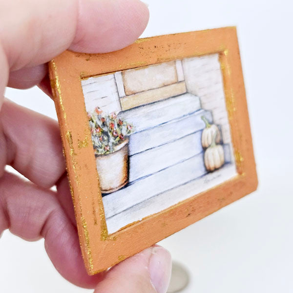 Miniature Pumpkins No.11:1 Handmade for Dollhouse  Wooden Framed Art