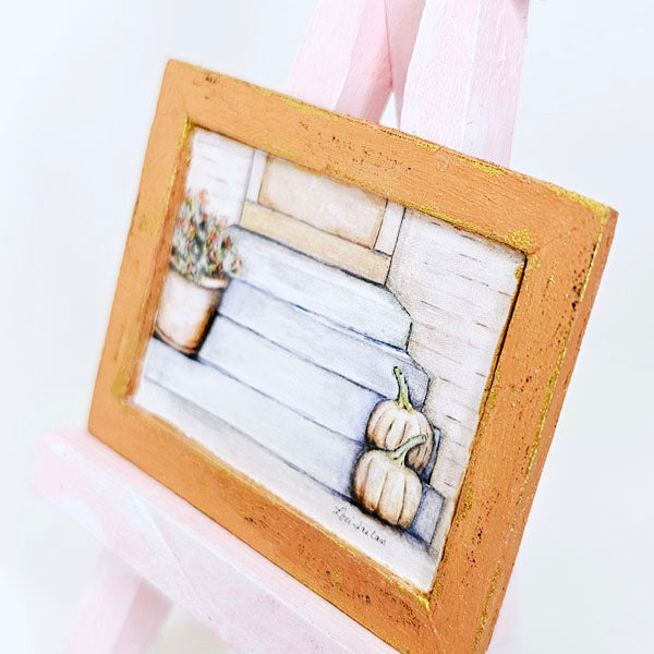 Miniature Pumpkins No.11:1 Handmade for Dollhouse  Wooden Framed Art