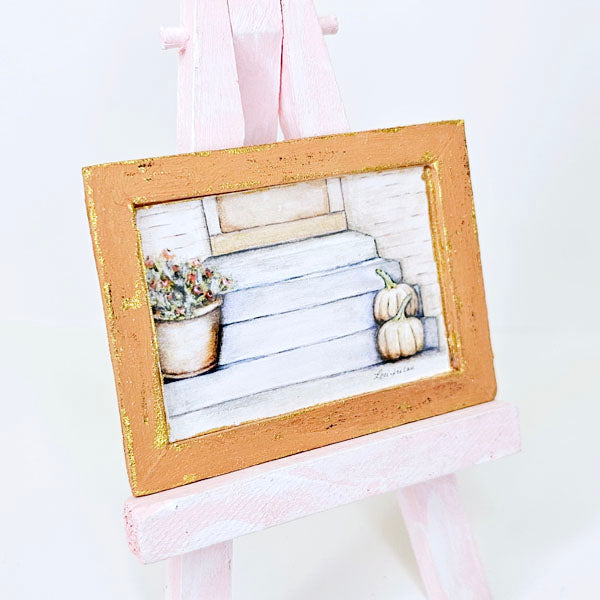 Miniature Pumpkins No.11:1 Handmade for Dollhouse  Wooden Framed Art
