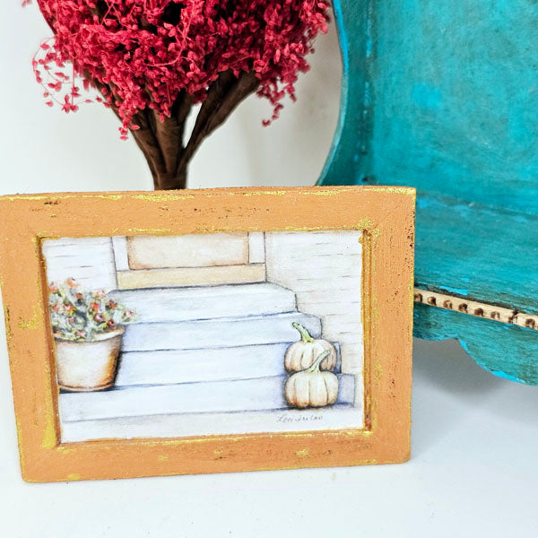 Miniature Pumpkins No.11:1 Handmade for Dollhouse  Wooden Framed Art