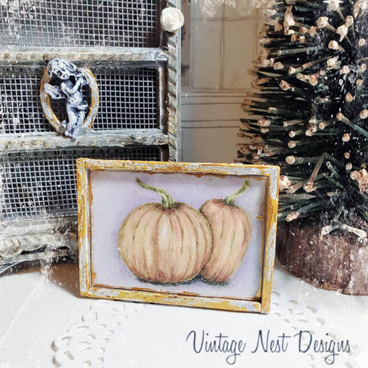 Miniature Halloween Pumpkins No.5:1 Handmade for Dollhouse Framed Art
