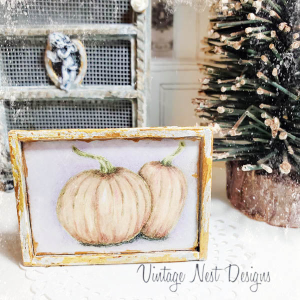 Miniature Halloween Pumpkins No.5:1 Handmade for Dollhouse Framed Art