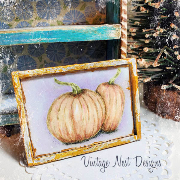Miniature Halloween Pumpkins No.5:1 Handmade for Dollhouse Framed Art