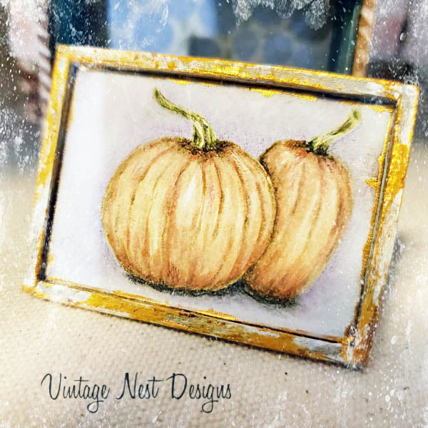 Miniature Halloween Pumpkins No.5:1 Handmade for Dollhouse Framed Art