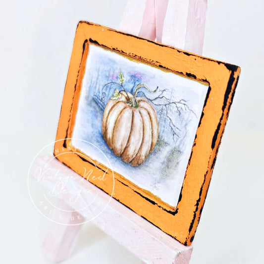 Miniature Pumpkins No.6:1 Handmade for Dollhouse Wooden Framed Art