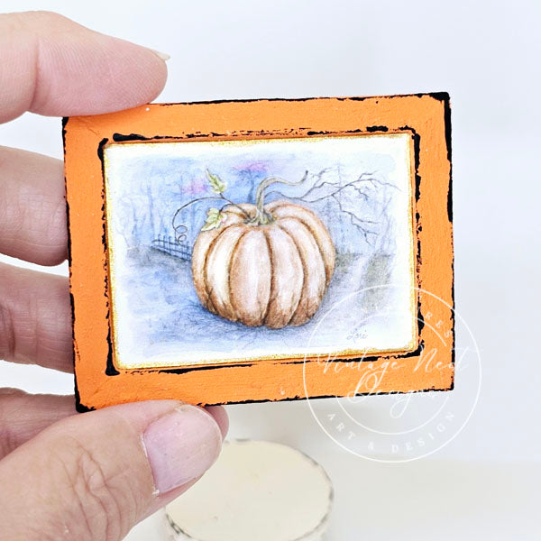 Miniature Pumpkins No.6:1 Handmade for Dollhouse Wooden Framed Art