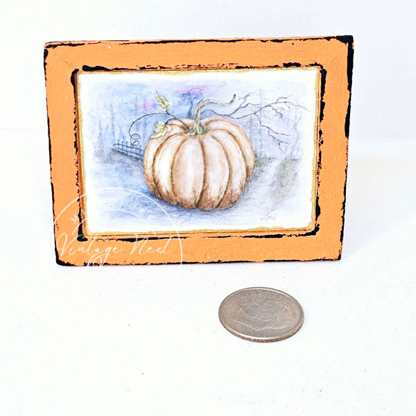 Miniature Pumpkins No.6:1 Handmade for Dollhouse Wooden Framed Art