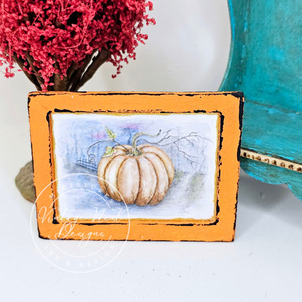 Miniature Pumpkins No.6:1 Handmade for Dollhouse Wooden Framed Art