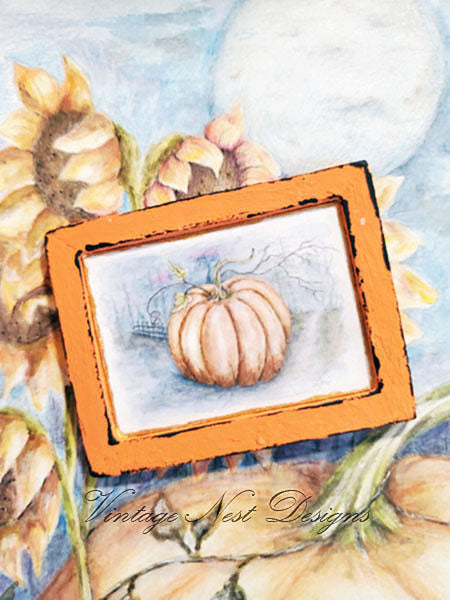 Miniature Pumpkins No.6:1 Handmade for Dollhouse Wooden Framed Art