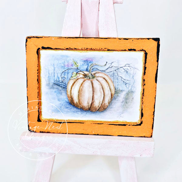 Miniature Pumpkins No.6:1 Handmade for Dollhouse Wooden Framed Art