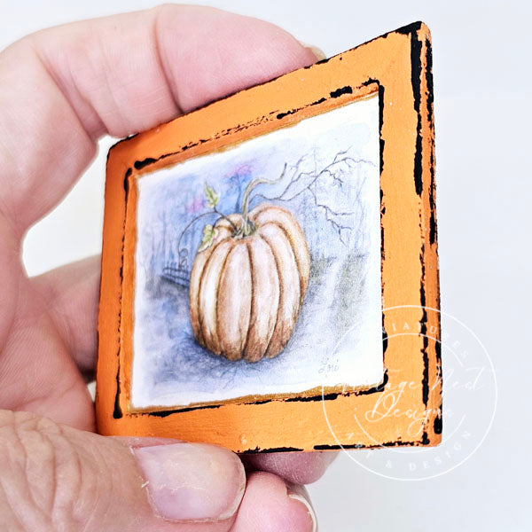 Miniature Pumpkins No.6:1 Handmade for Dollhouse Wooden Framed Art