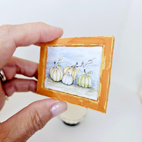 Miniature Pumpkins No.7:1 Handmade for Dollhouse Woodend Framed Art