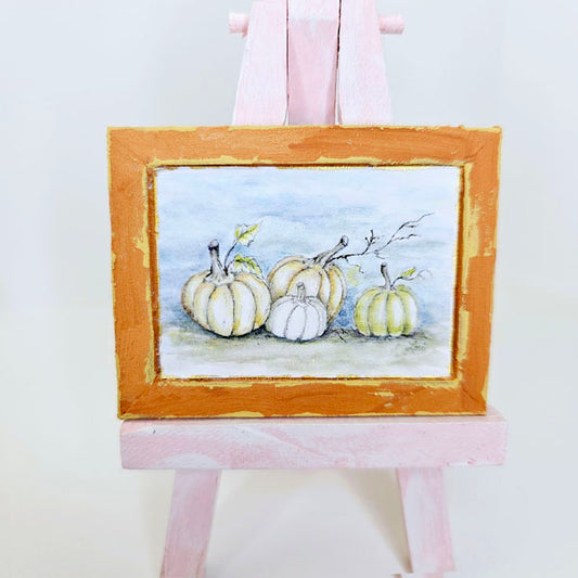 Miniature Pumpkins No.7:1 Handmade for Dollhouse Woodend Framed Art