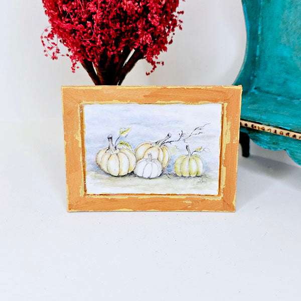 Miniature Pumpkins No.7:1 Handmade for Dollhouse Woodend Framed Art