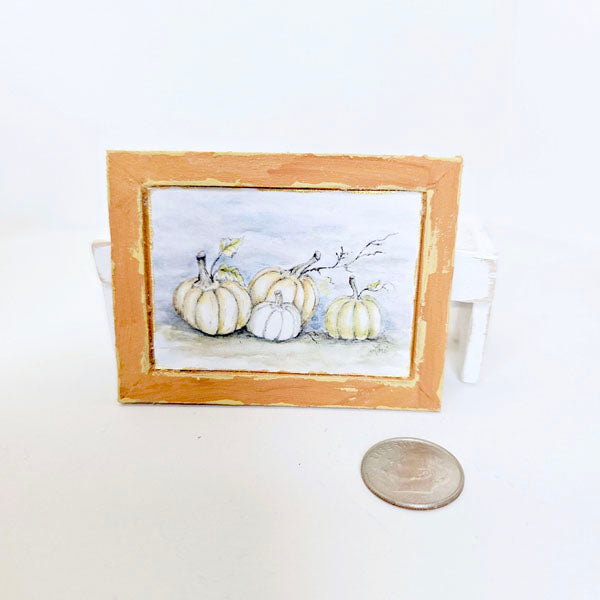 Miniature Pumpkins No.7:1 Handmade for Dollhouse Woodend Framed Art