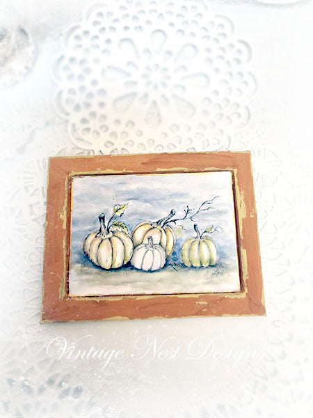 Miniature Pumpkins No.7:1 Handmade for Dollhouse Woodend Framed Art