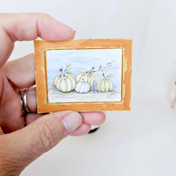 Miniature Pumpkins No.7:1 Handmade for Dollhouse Woodend Framed Art