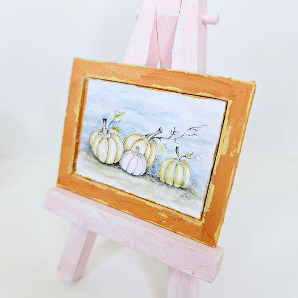 Miniature Pumpkins No.7:1 Handmade for Dollhouse Woodend Framed Art