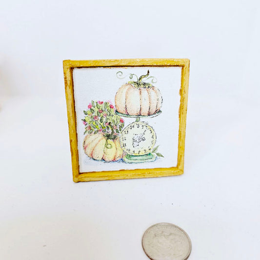 Miniature Pumpkins on a Scale No.1:1 Handmade for Dollhouse Wooden Framed Art
