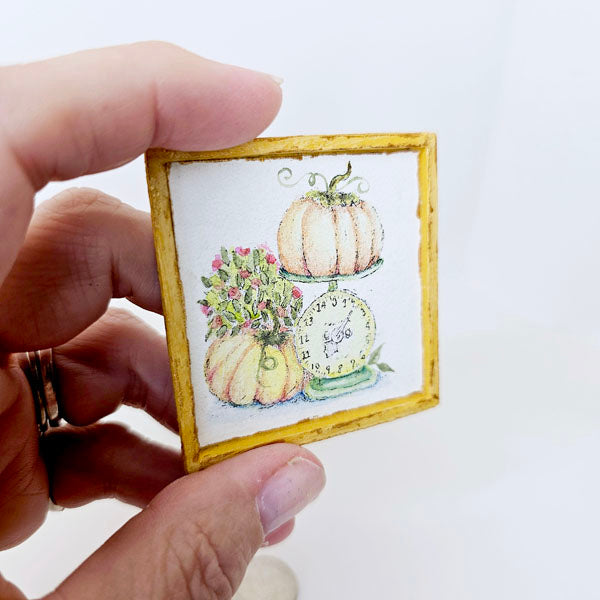 Miniature Pumpkins on a Scale No.1:1 Handmade for Dollhouse Wooden Framed Art